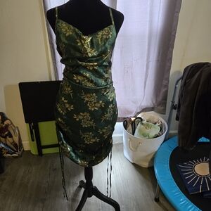 Elegant Green Floral Dress